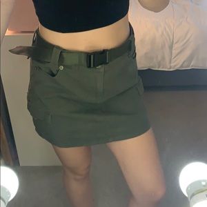 Green mini skirt